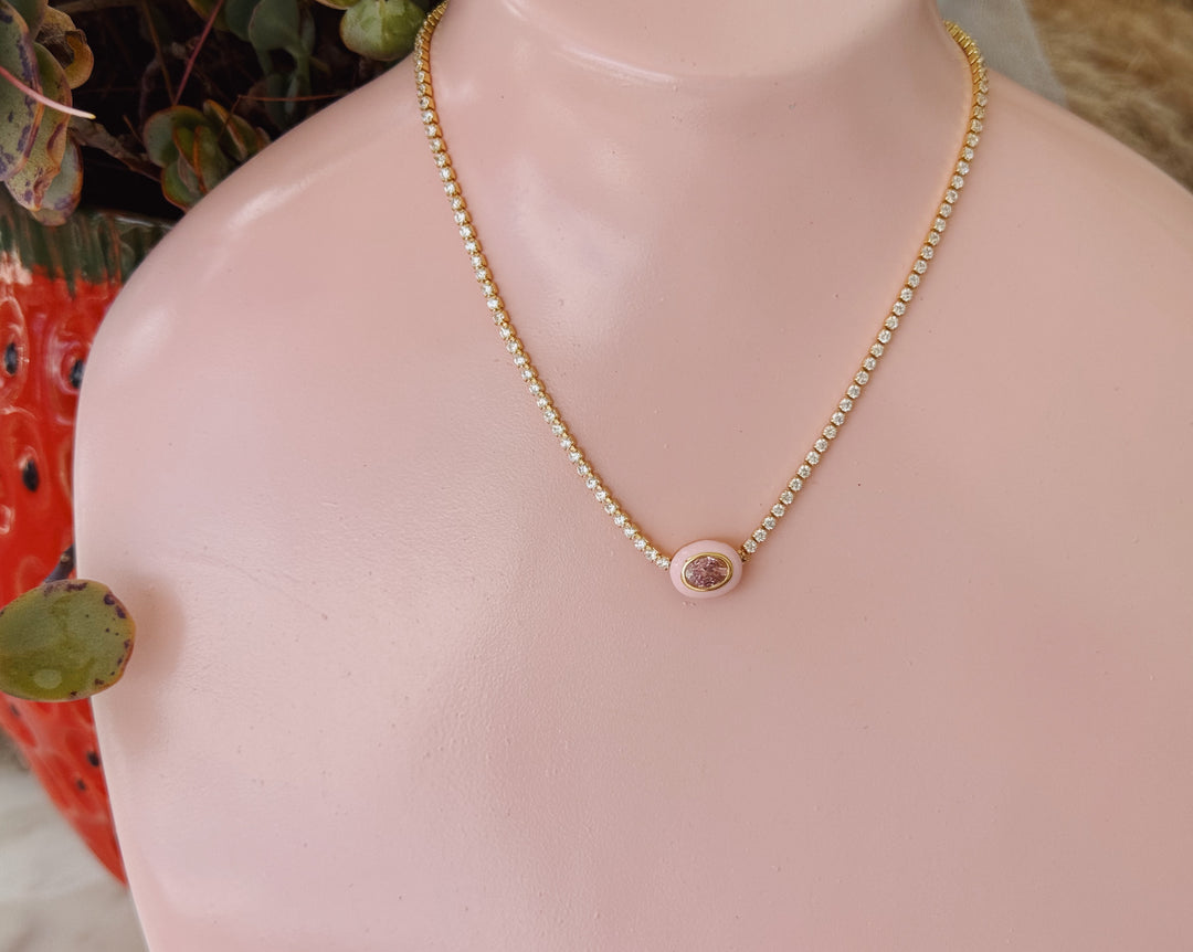 Tenis chain pink zirconia