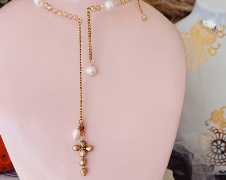 Apaga y vamonos cross champagne choker