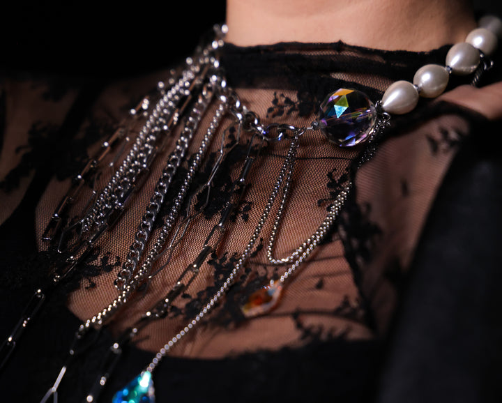 Tau Silver Chain and Pearl Choker