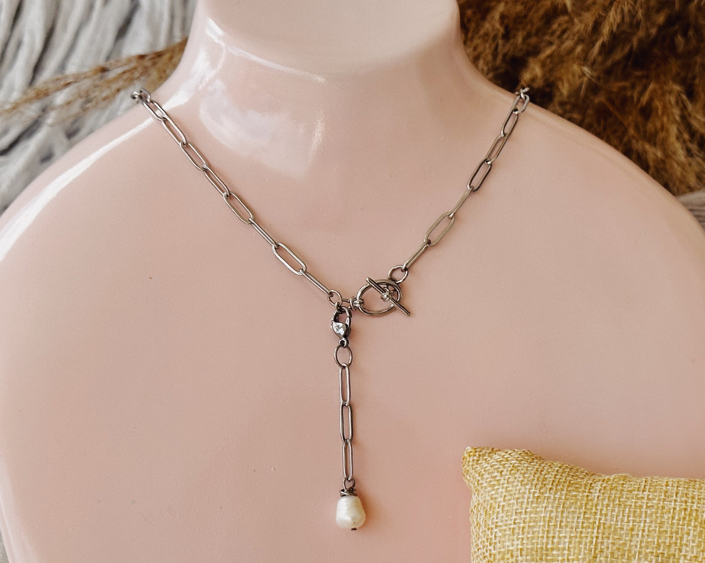 Silver paper clip chain