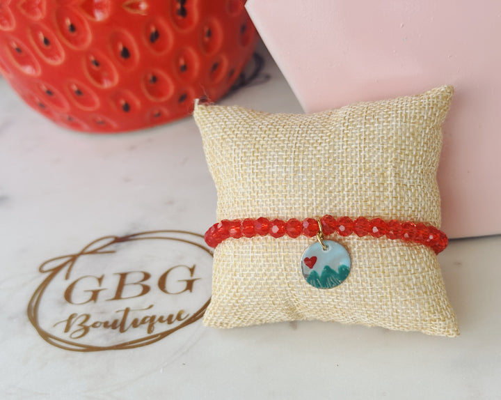 Alzaré mis ojos a los montes Salmo 121 red bracelet
