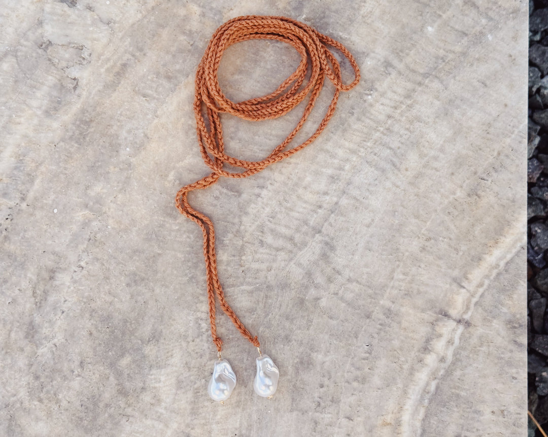 Long Crochet Pearl Necklace