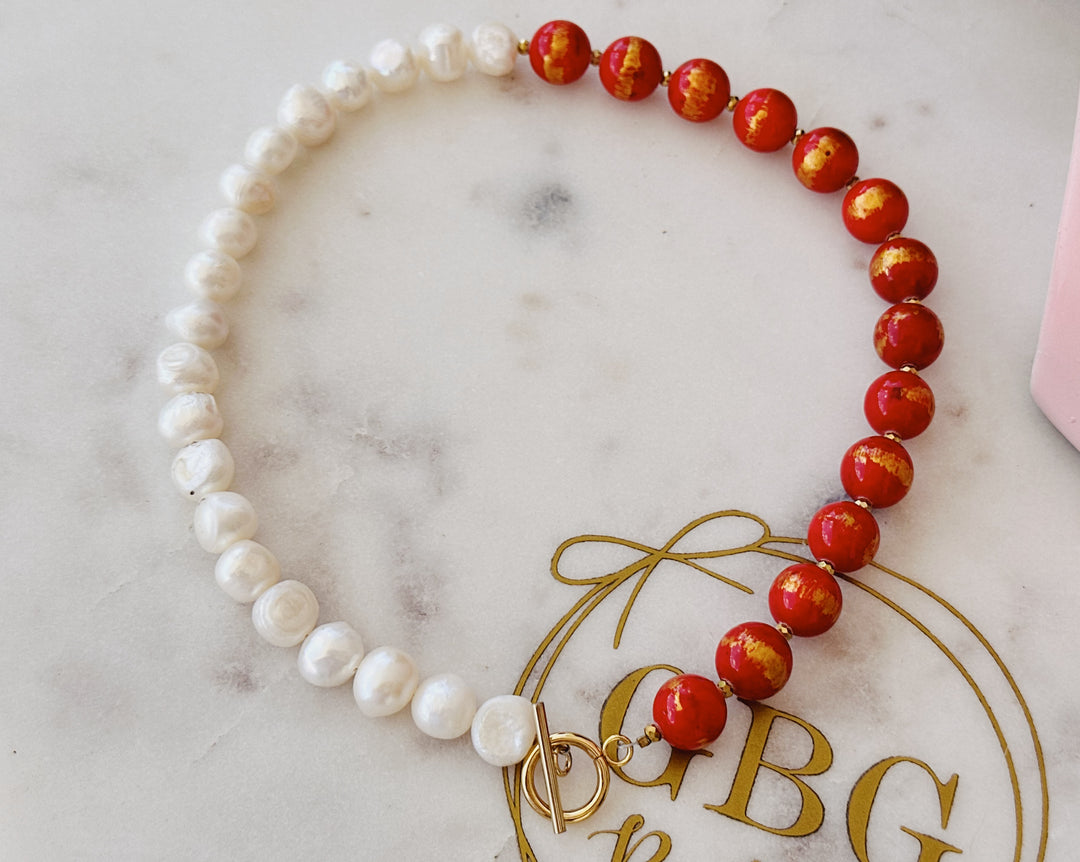 Red and Pearl choker
