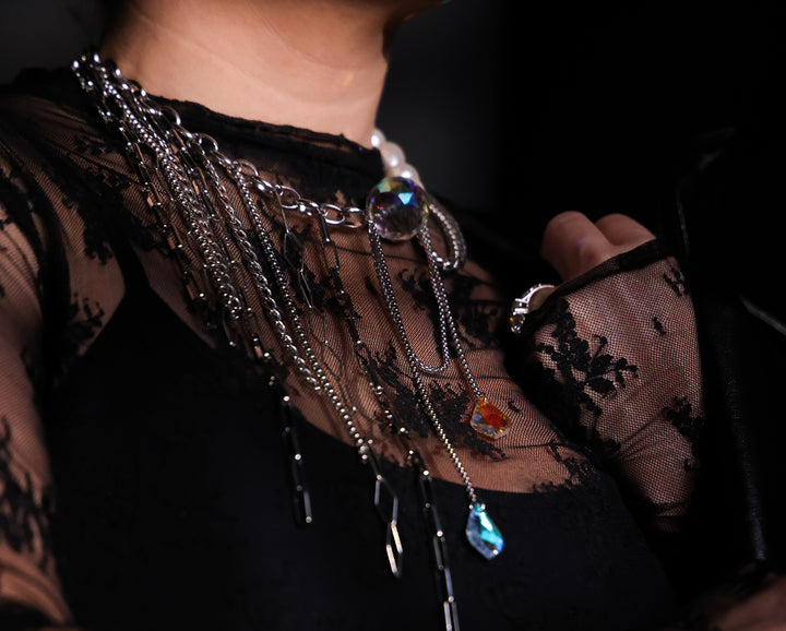 Tau Silver Chain and Pearl Choker
