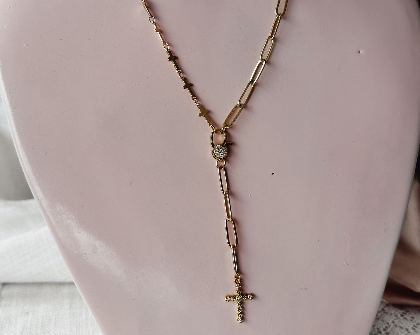 Paper Clip and Cross Lariat